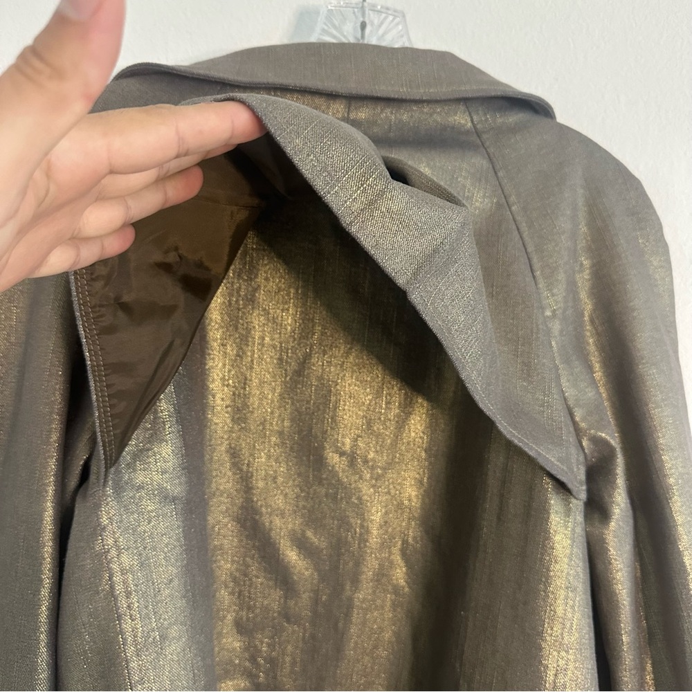 INC International Concepts Metallic Gold Women's Double Breasted Coat Size L NWT - Picture 10 of 11